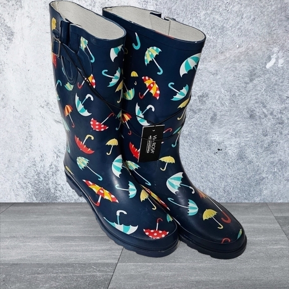 Via Rosa Snow Rain Boots Multicolor Umbrella Print Size 11 - Picture 4 of 5